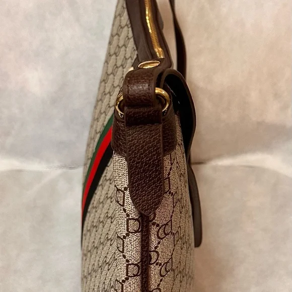 Designer Brown and Green Patterned Shoulder Bag - New - Picture 2 of 9